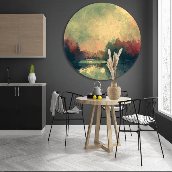 Prachtig abstract zomerlandschap met reflecties aluminium muurcirkel