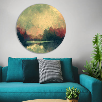 Prachtig abstract zomerlandschap met reflecties aluminium muurcirkel