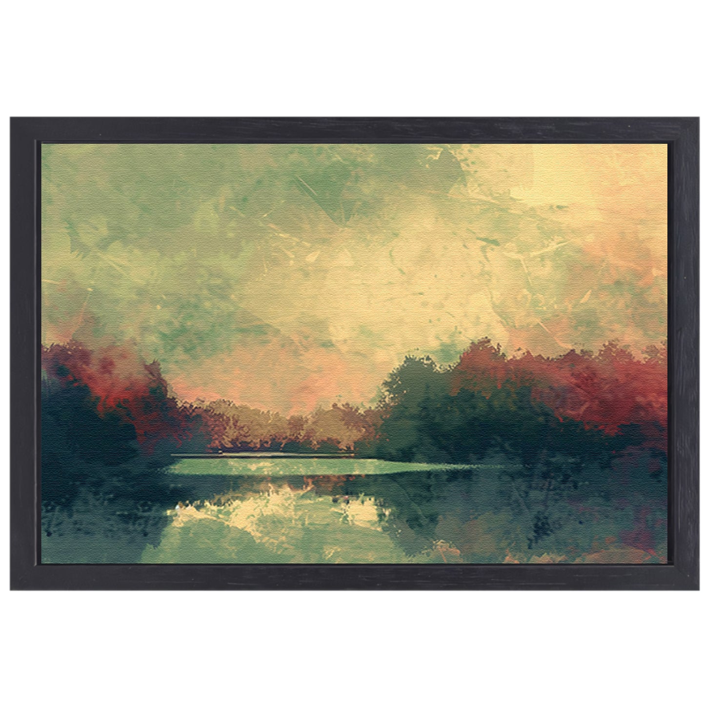 Prachtig abstract zomerlandschap met reflecties canvas met baklijst