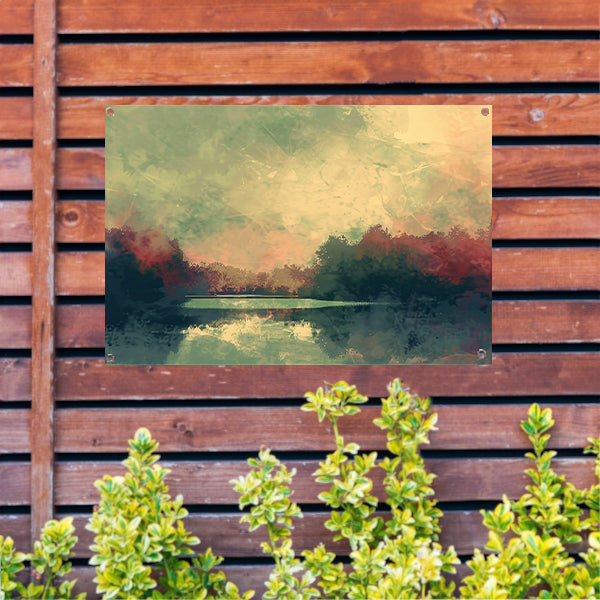 Prachtig abstract zomerlandschap met reflecties tuinposter