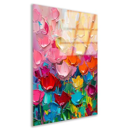 Abstract kleurrijk schilderij van bloemen acrylglas