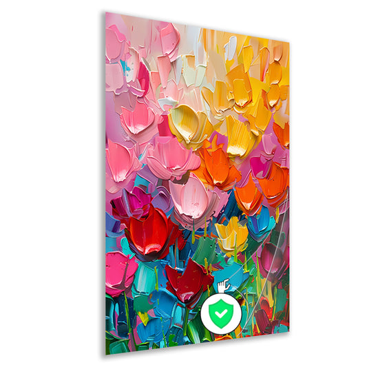 Abstract kleurrijk schilderij van bloemen poster