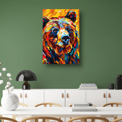 Kleurrijk portret van een beer canvas met baklijst