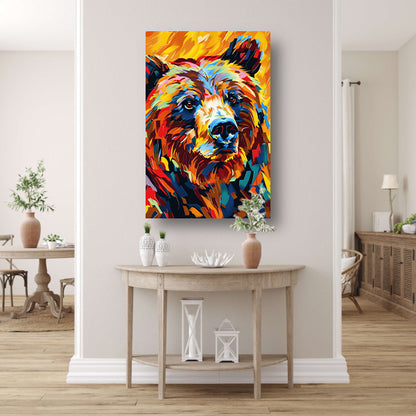 Kleurrijk portret van een beer canvas met baklijst