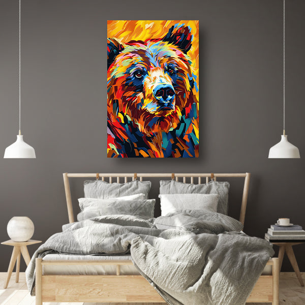 Kleurrijk portret van een beer canvas met baklijst