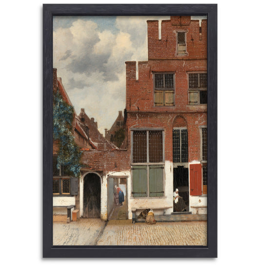 Het Straatje - Johannes Vermeer canvas met baklijst