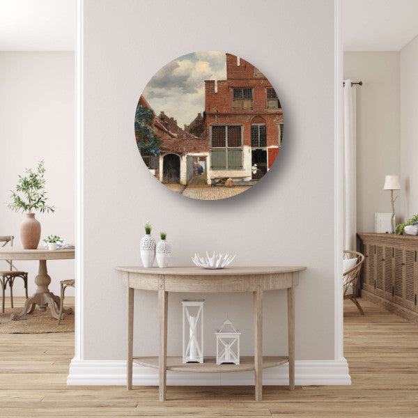Het Straatje - Johannes Vermeer aluminium muurcirkel