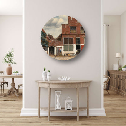 Het Straatje - Johannes Vermeer aluminium muurcirkel