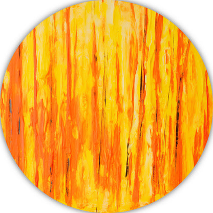 Abstract schilderij met penseelstreken aluminium muurcirkel