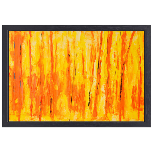 Abstract schilderij met penseelstreken canvas met baklijst