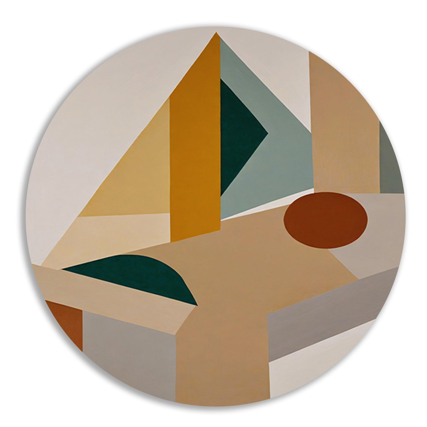 Abstracte Compositie met Geometrische Vormen aluminium muurcirkel