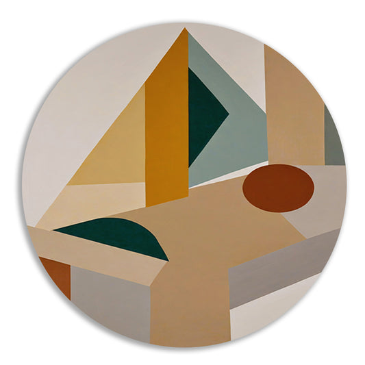 Abstracte Compositie met Geometrische Vormen aluminium muurcirkel
