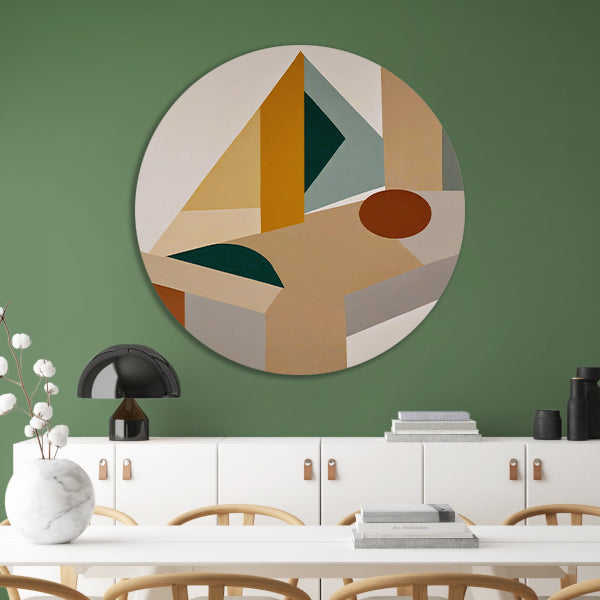 Abstracte Compositie met Geometrische Vormen aluminium muurcirkel