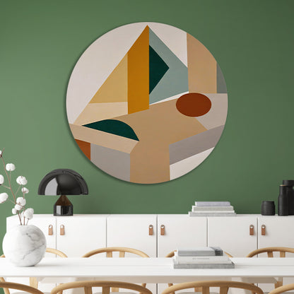 Abstracte Compositie met Geometrische Vormen aluminium muurcirkel