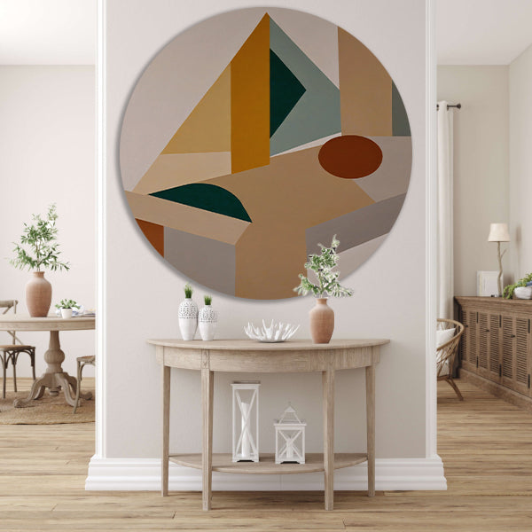 Abstracte Compositie met Geometrische Vormen aluminium muurcirkel