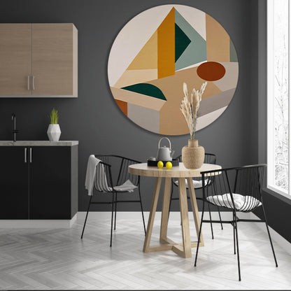 Abstracte Compositie met Geometrische Vormen aluminium muurcirkel
