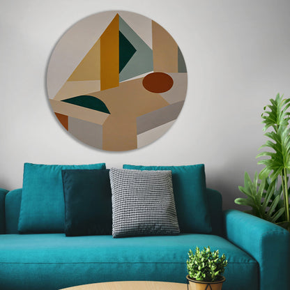 Abstracte Compositie met Geometrische Vormen aluminium muurcirkel