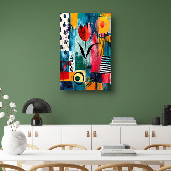 Abstracte tulpenkunst met regenmotief poster