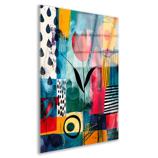 Abstracte tulpenkunst met regenmotief acrylglas