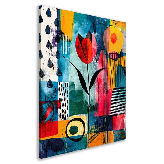 Abstracte tulpenkunst met regenmotief canvas