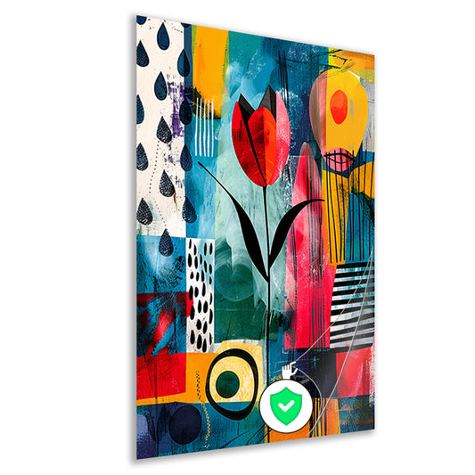 Abstracte tulpenkunst met regenmotief poster