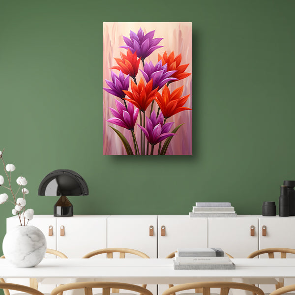 Vrolijk schilderij van kleurrijke bloemen canvas