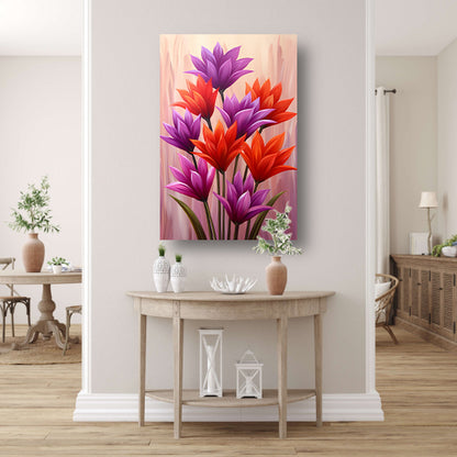 Vrolijk schilderij van kleurrijke bloemen canvas