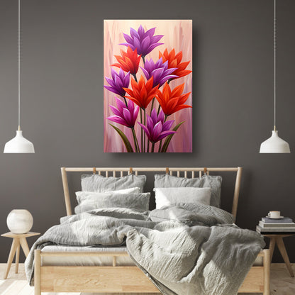 Vrolijk schilderij van kleurrijke bloemen canvas