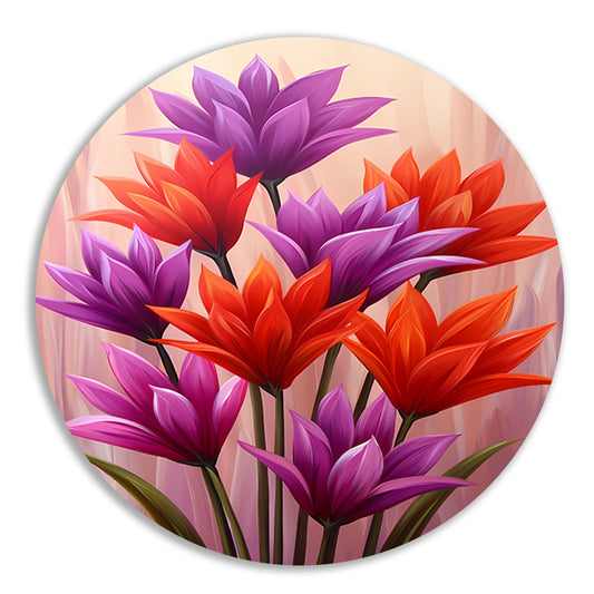 Vrolijk schilderij van kleurrijke bloemen forex muurcirkel