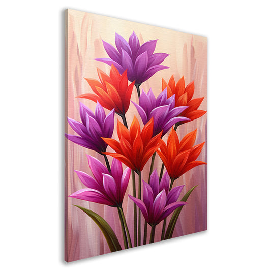 Vrolijk schilderij van kleurrijke bloemen canvas