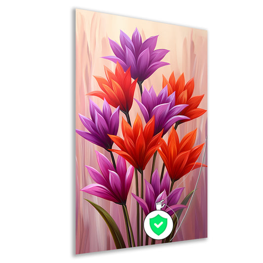 Vrolijk schilderij van kleurrijke bloemen poster