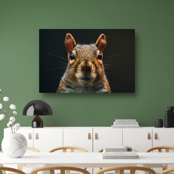 Intiem portret van een eekhoorn in detail canvas met baklijst