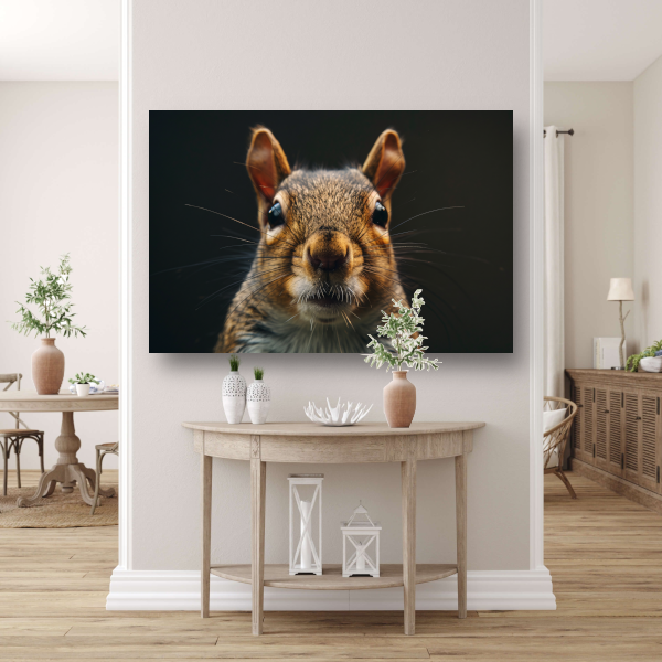 Intiem portret van een eekhoorn in detail canvas met baklijst