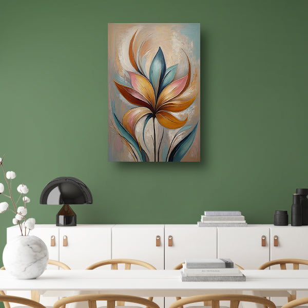Abstracte Bloem in Pastelkleurige Olieverf canvas
