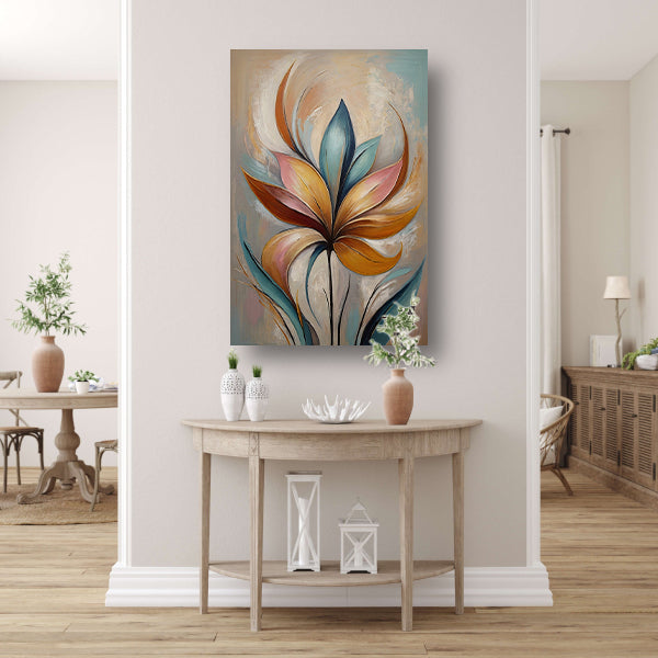 Abstracte Bloem in Pastelkleurige Olieverf canvas