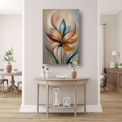 Abstracte Bloem in Pastelkleurige Olieverf canvas