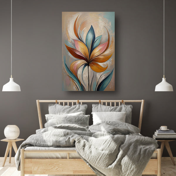 Abstracte Bloem in Pastelkleurige Olieverf canvas