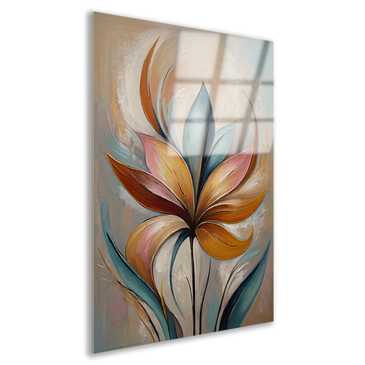 Abstracte Bloem in Pastelkleurige Olieverf Acrylglas