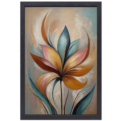 Abstracte Bloem in Pastelkleurige Olieverf canvas met baklijst