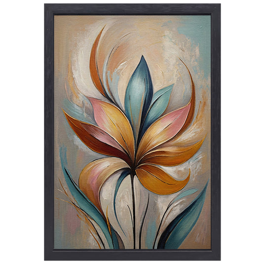 Abstracte Bloem in Pastelkleurige Olieverf canvas met baklijst