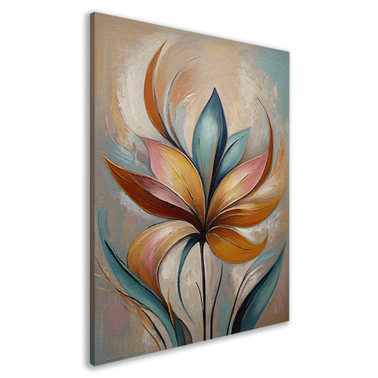 Abstracte Bloem in Pastelkleurige Olieverf canvas