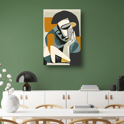 Kubistisch portret van een vrouw in gedachten canvas