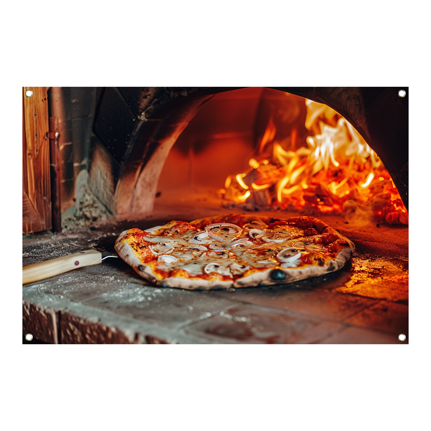 Traditionele houtoven pizza tuinposter