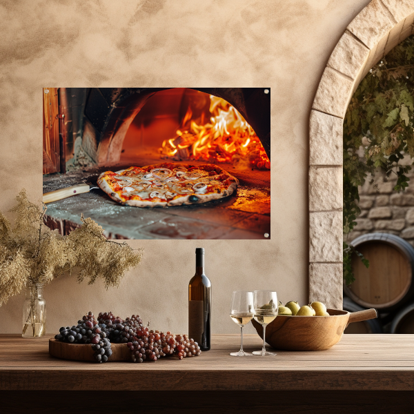 Traditionele houtoven pizza tuinposter