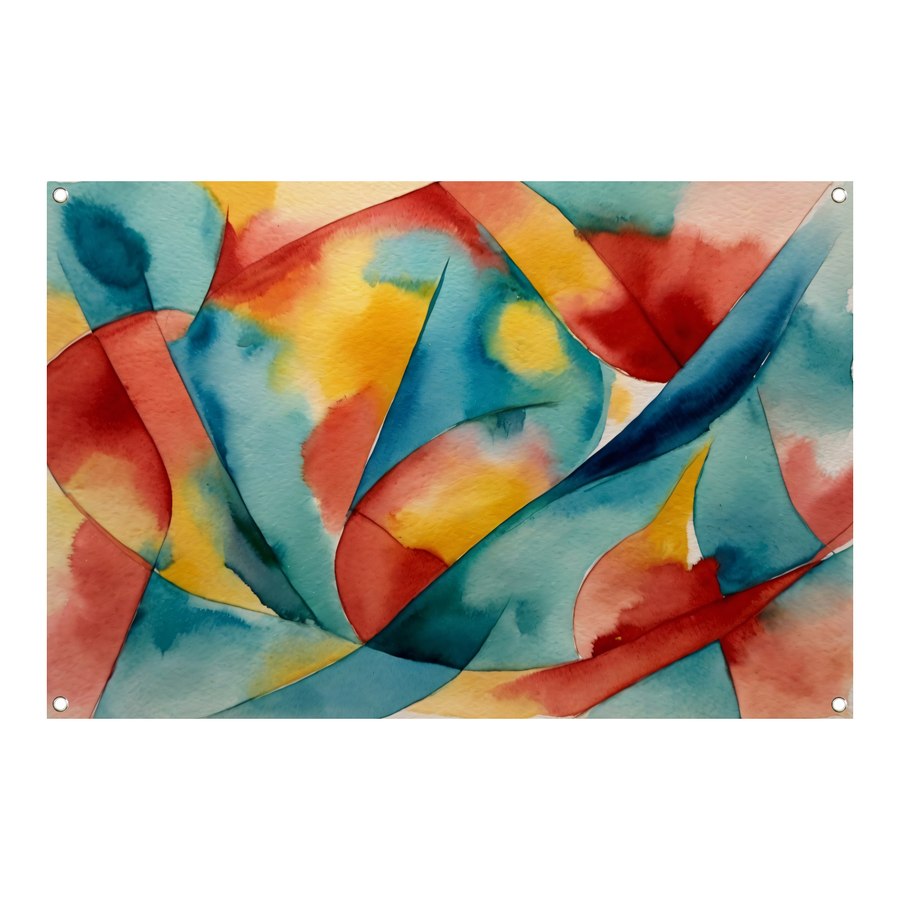 Vloeiende Abstractie in Levendige Waterverf tuinposter