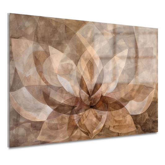 Sepia Lotus Bloesem Abstracte Kunstwerk acrylglas