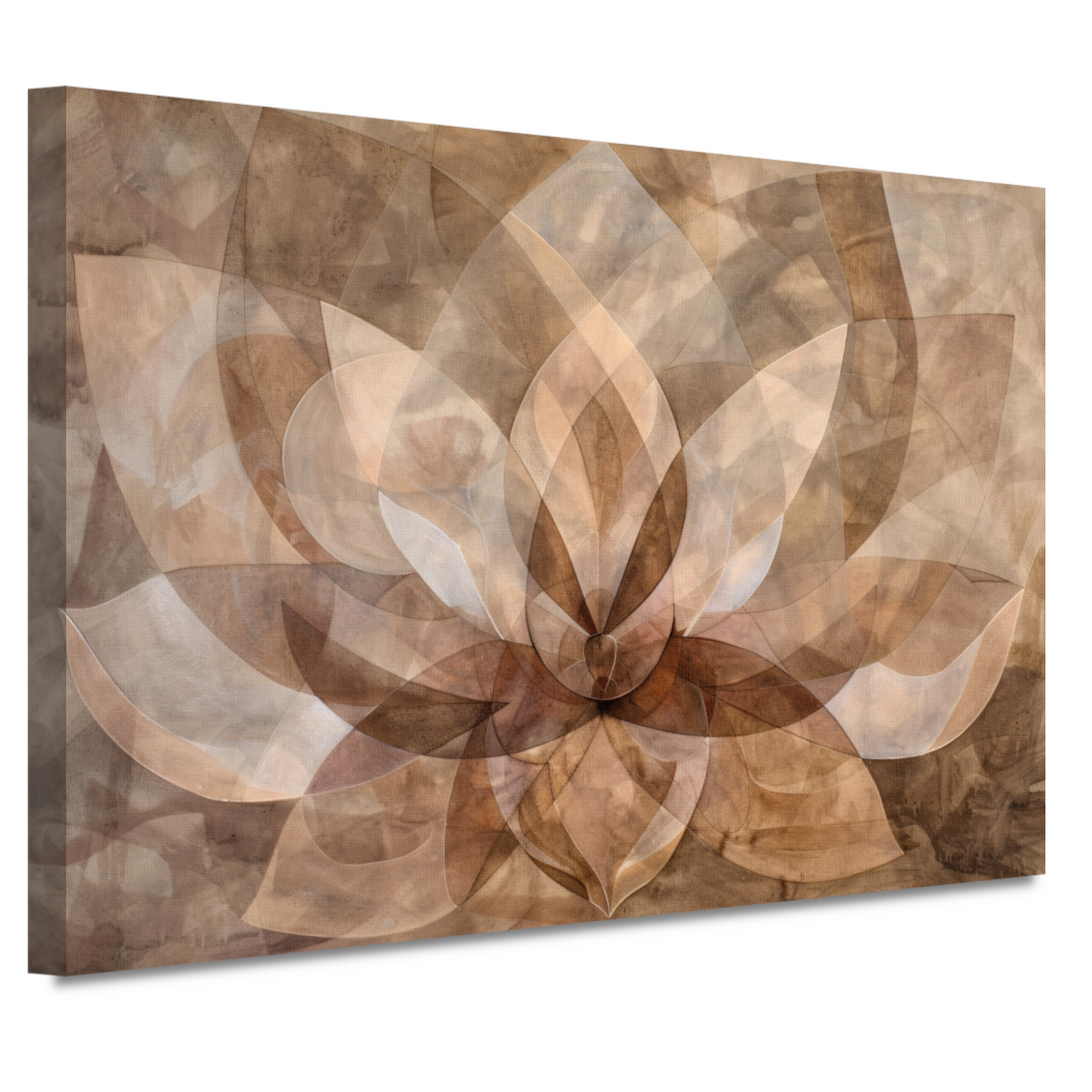 Sepia Lotus Bloesem Abstracte Kunstwerk canvas