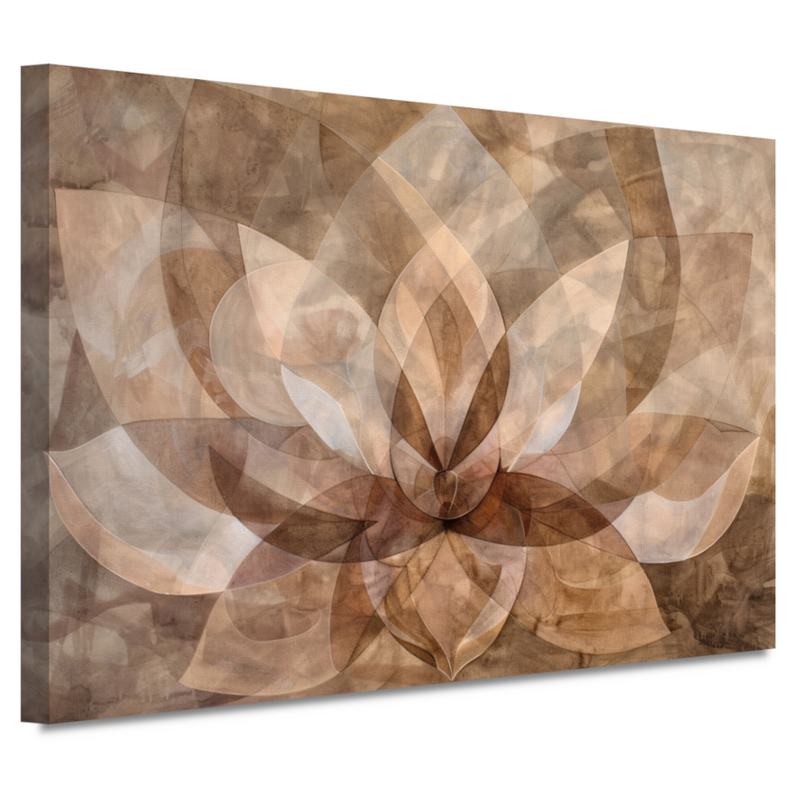 Sepia Lotus Bloesem Abstracte Kunstwerk canvas