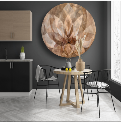 Sepia Lotus Bloesem Abstracte Kunstwerk forex muurcirkel