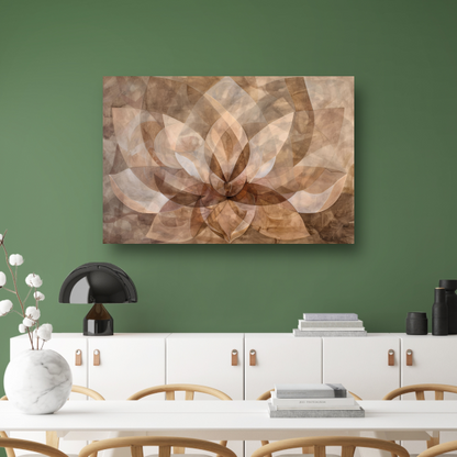 Sepia Lotus Bloesem Abstracte Kunstwerk canvas